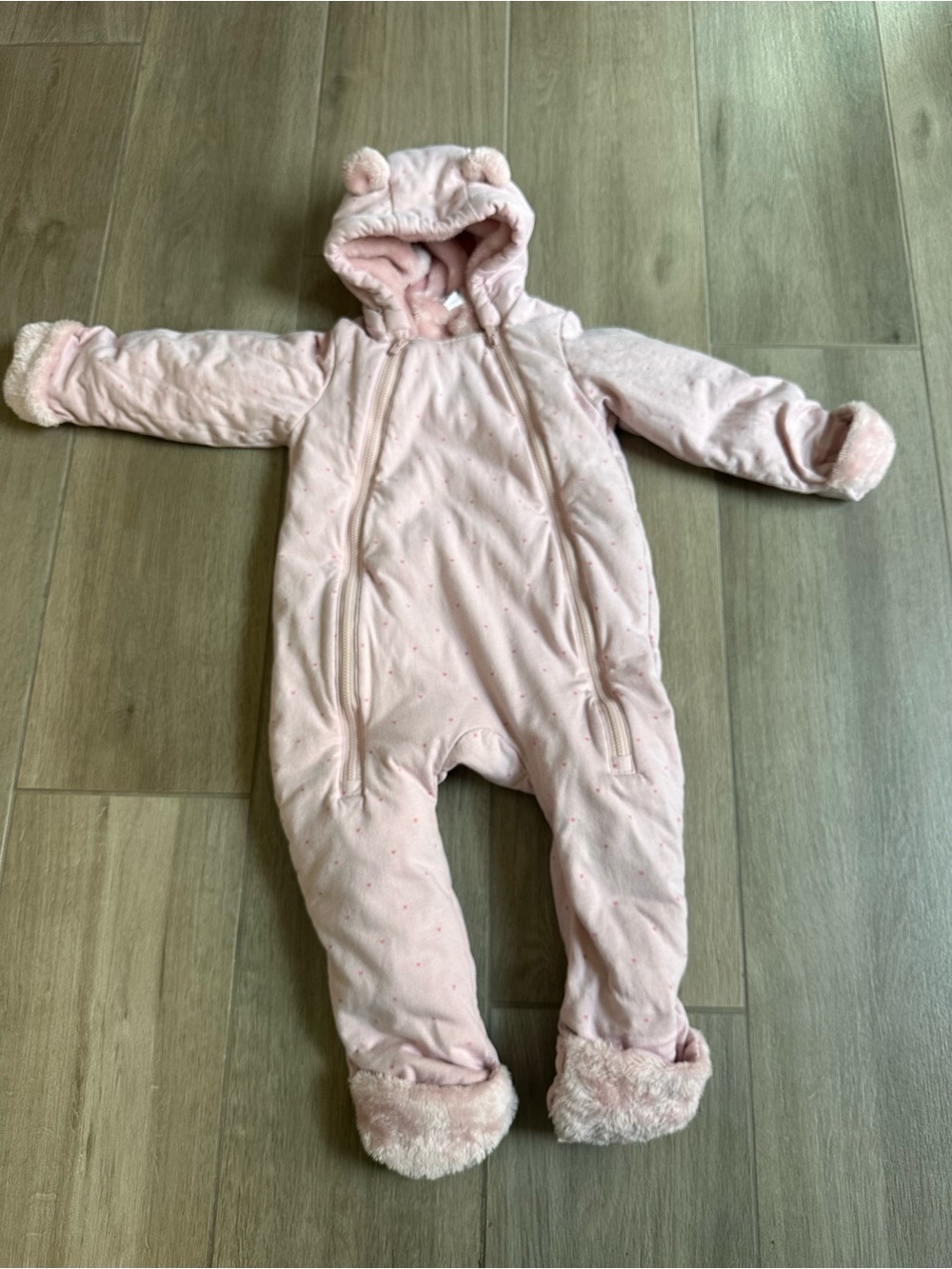 GAP Baby Plush Pink Hooded Snowsuit - Picture 5 of 5